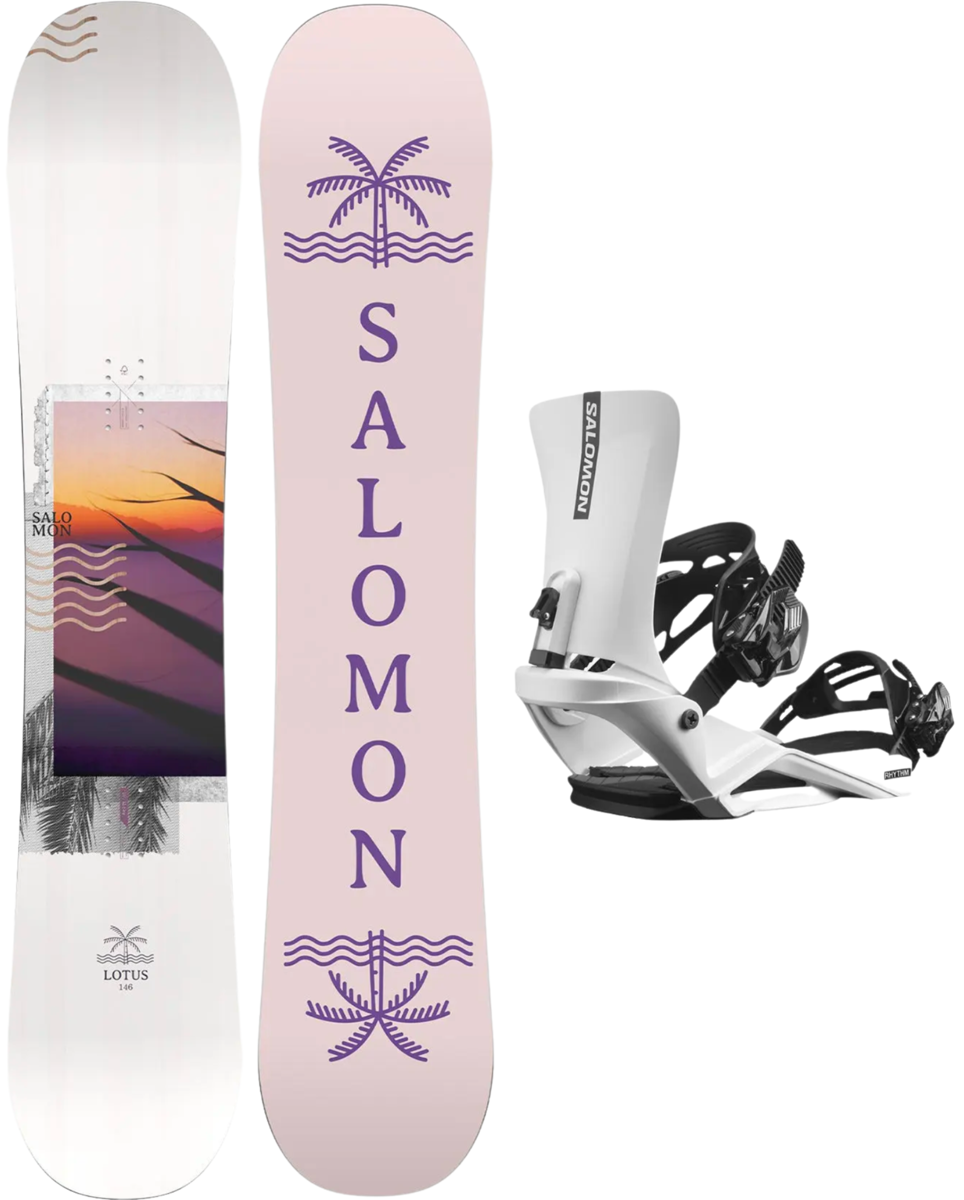 美品 スノーボードセット Salomon サロモン Lotus セット 142 Pack Salomon Tabla Lotus W + Fijaciones Rhythm White S | Nivalis